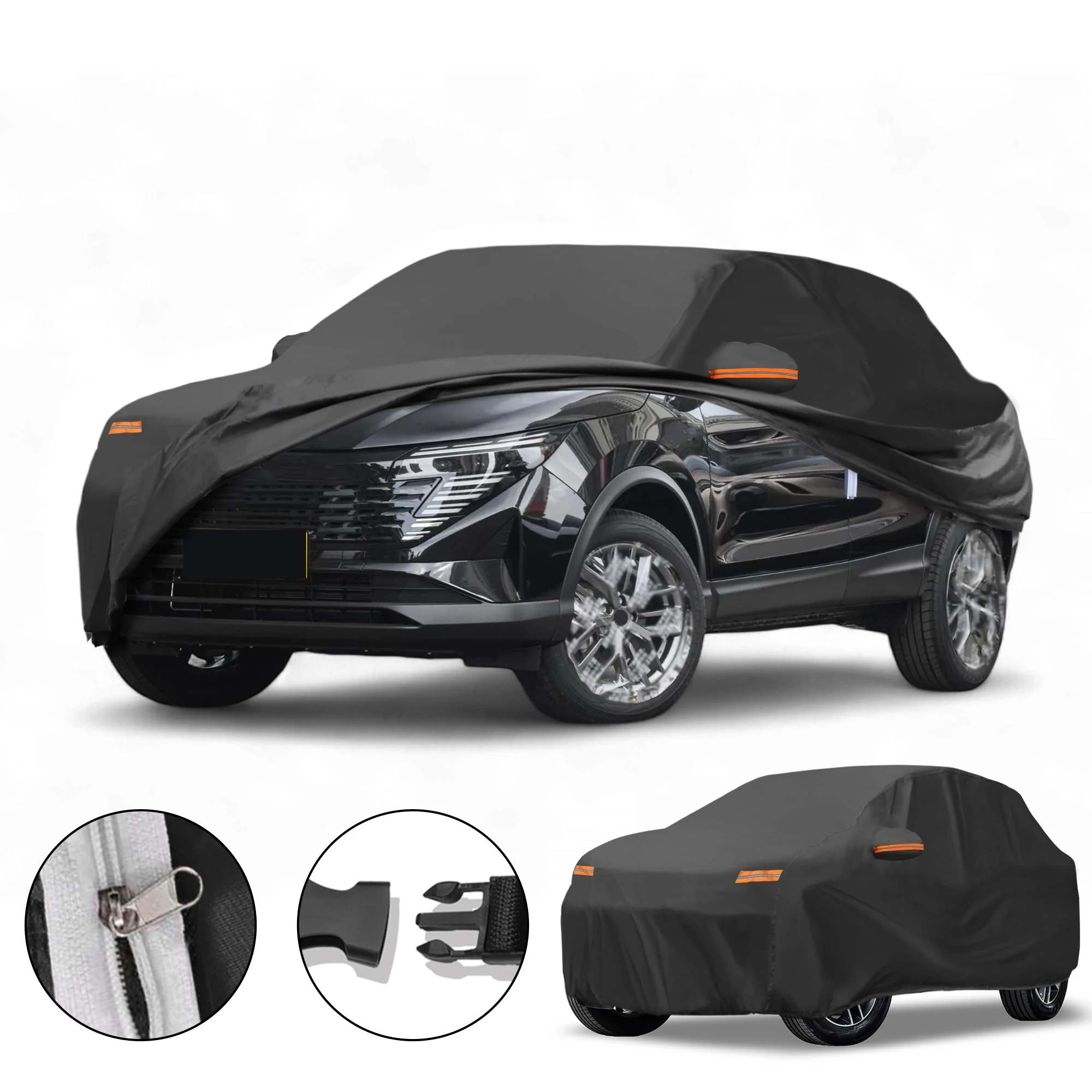 

Всепогодный водонепроницаемый автомобильный чехол Motoforti — устойчивый к УФ-излучению наружный полный внешний защитный чехол для Nissan Qashqai 210D-PU, черный