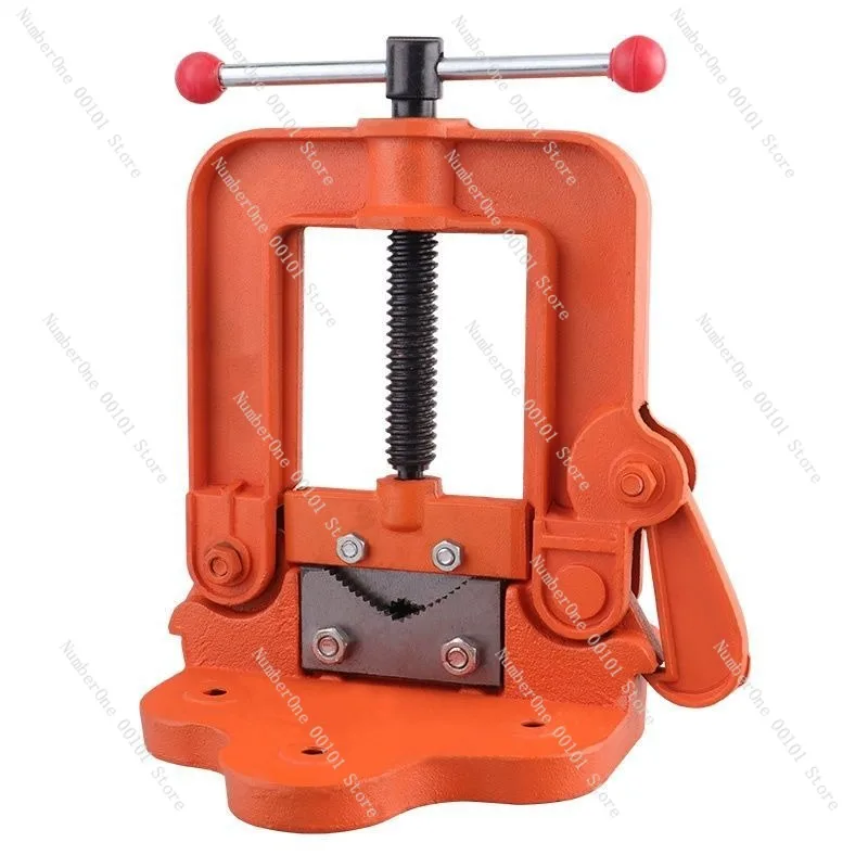 Heavy Duty Bench Vise Pipe Clamp Gantry Pressure Steel Pipe Table Vise Small Fixed Bracket Holder for Workshop Garage Plumbing