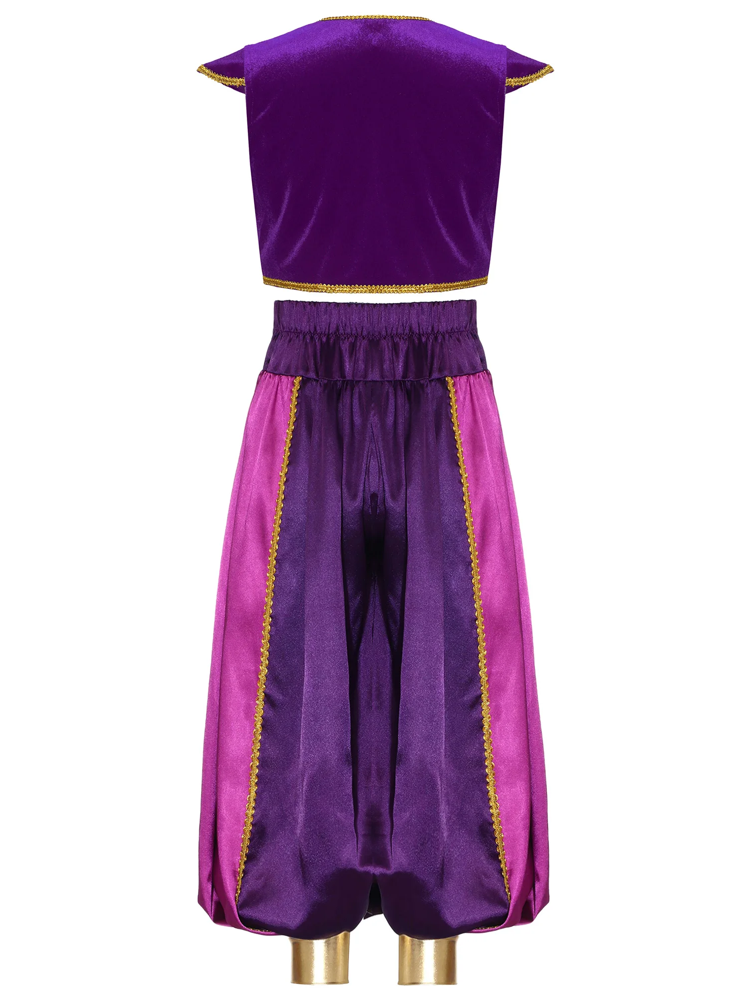 مجموعة أزياء الأمير الهندي العربي، صدرية بأكمام قصيرة وسراويل رقص عربية عالية الخصر لحفلات الهالوين #4