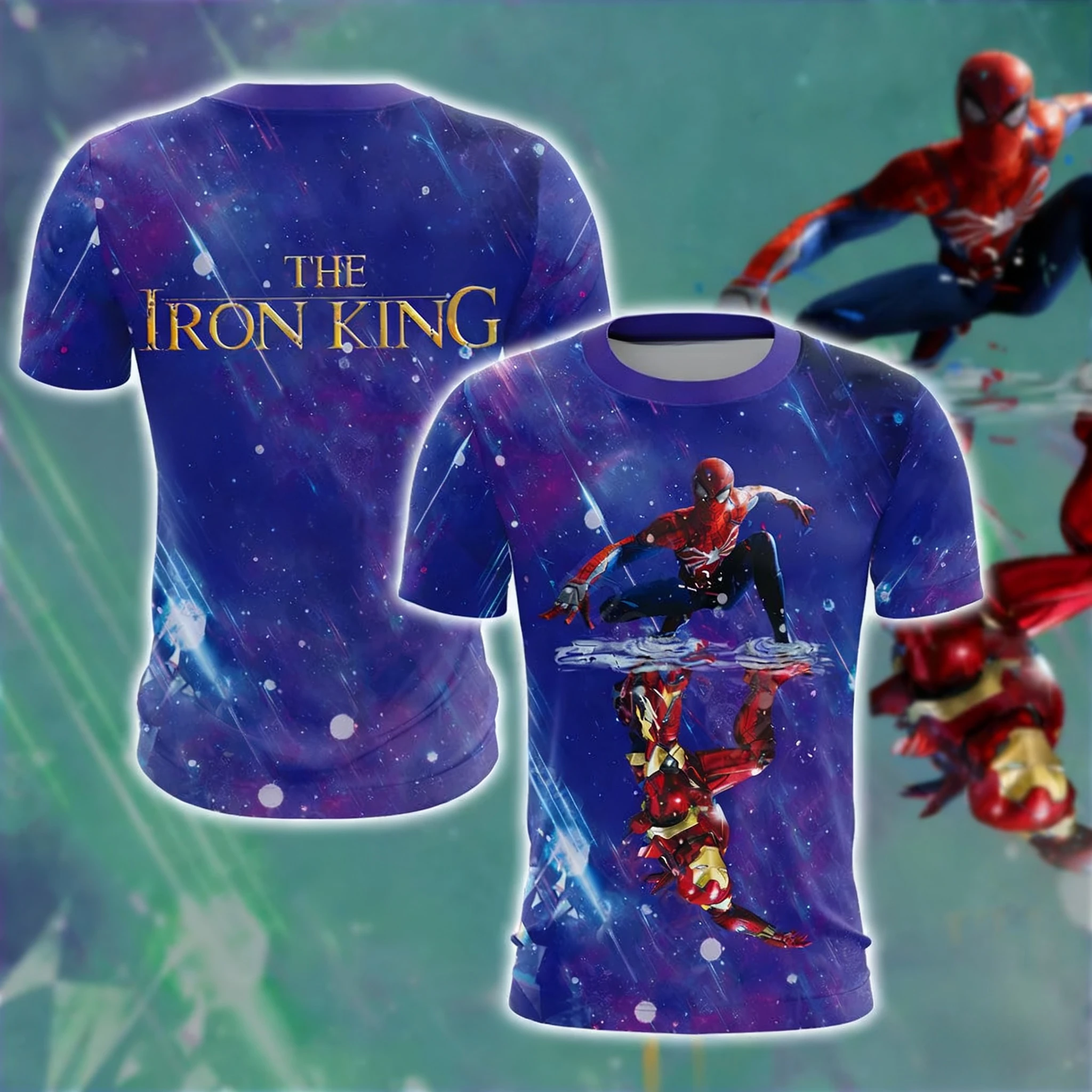 

Spider-man and Iron King 3D T-shirt for Both Men and Women, Quick-drying, Adult and Children's Same Style Top Birthday Gift