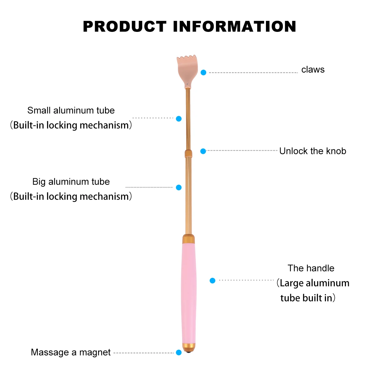 

Back Scratcher Body Relaxation Massager Extendable Tube Portable Compact Itching Relief Travel Long Handle for Old People