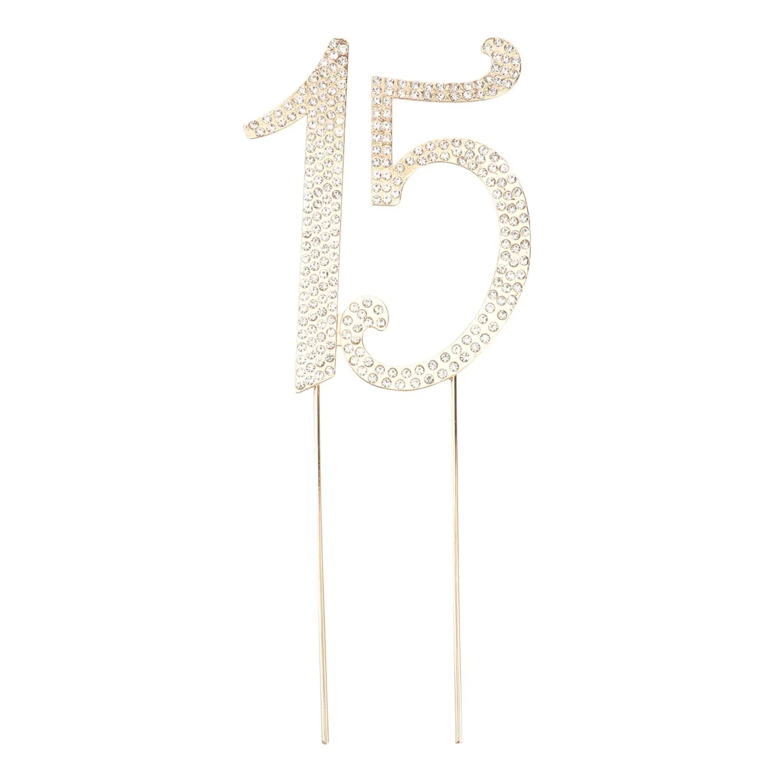 

15 Golden Cake Topper Birthday Anniversary Decor Elegant Reusable Alloy Dessert Anniversary Cake Topper Party Accessories