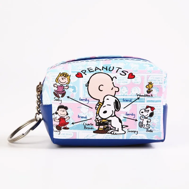 Monedero de Snoopy, bonitos auriculares de dibujos animados, bolsas de maquillaje para niñas, bolsa organizadora de llaves pequeña de viaje de Anime para niños, Mini billetera organizadora de Pu
