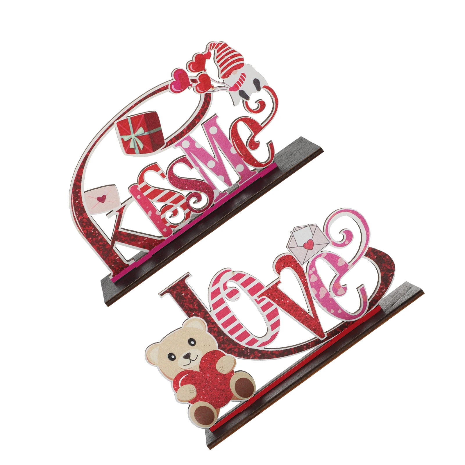 

2pcs Letter Ornaments Valentine'S Day Decor for Valentine's Day Home Wall Banner Craft Gifts DIY Accessories