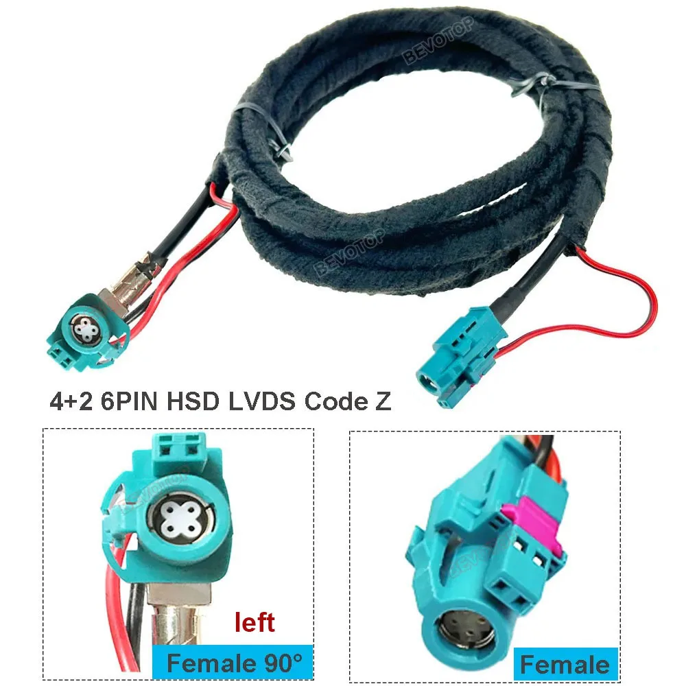 4+2 6Pin HSD Cable Z Type Female Straight to Female Right Angle 90° Jack High Speed DataTransmission LVDS Cable Car Wire Harness