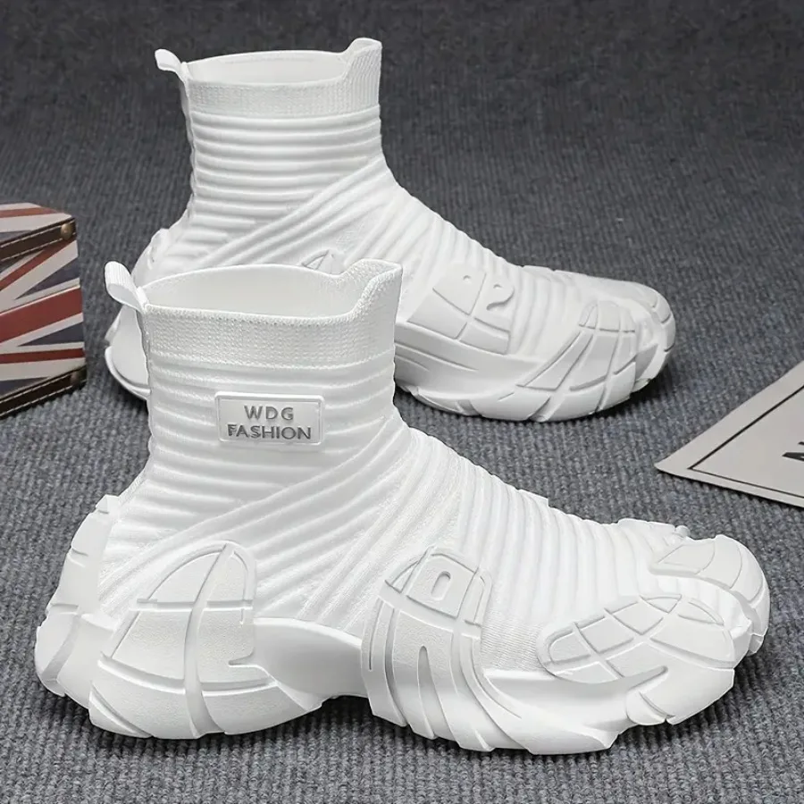 

Мужские дышащие кроссовки-носки из плотной сетки для осени и зимы 2025 года, новые слипоны на толстой подошве в стиле «папины туфли»