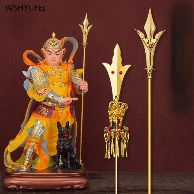 1 pc Zinc alloy Erlang God Three Sharp Two Blade Blade Deity decoration Temple Sacrifice Home furnishings Feng Shui Accessories