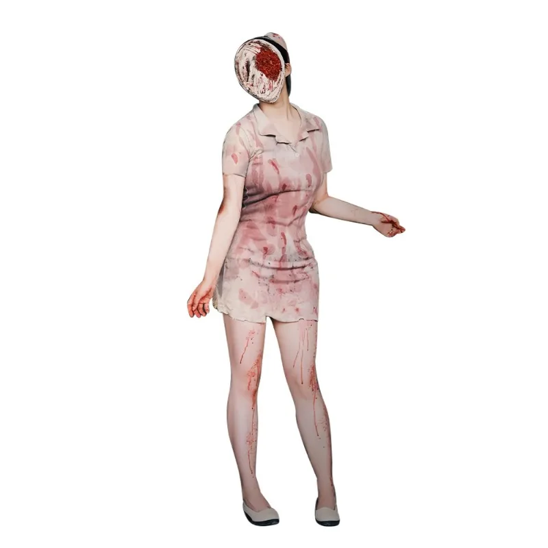 

Платье для медсестер с защитой от крови, шляпа, маска, полный комплект, костюм вампира-призрака для женщин, костюм медсестры из фильма на Хэллоуин, косплей, костюм доктора