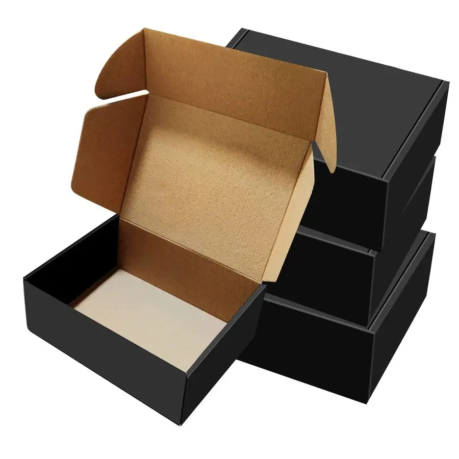 

Pack 9x6x4 inches Black Shipping Boxes, Corrugated Mailer Boxes, Packaging Boxes for Products, Recyclable Cardboard Box, Flat Li