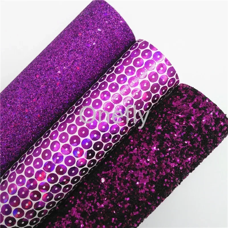 Onefly 21X29CM Tissel Glitter Fabric, Iridescent Glitter Leather, Faux Fabric Sheets For Bow DIY  handbags shoes  BQ045