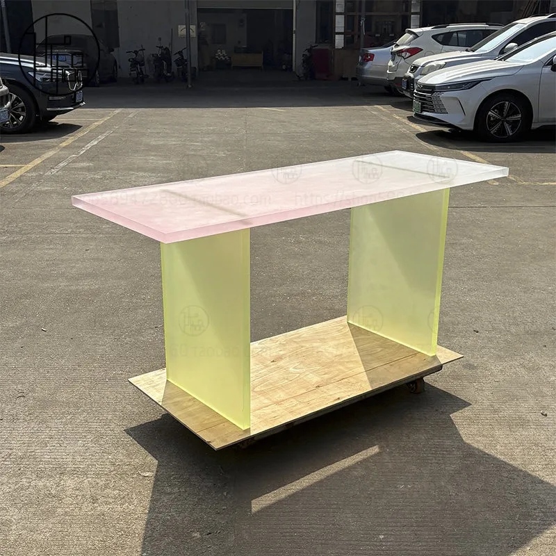 

Акриловый стол с градиентной сменой цвета, матовый, для кофейни, магазина одежды, современный минималистичный дизайн.