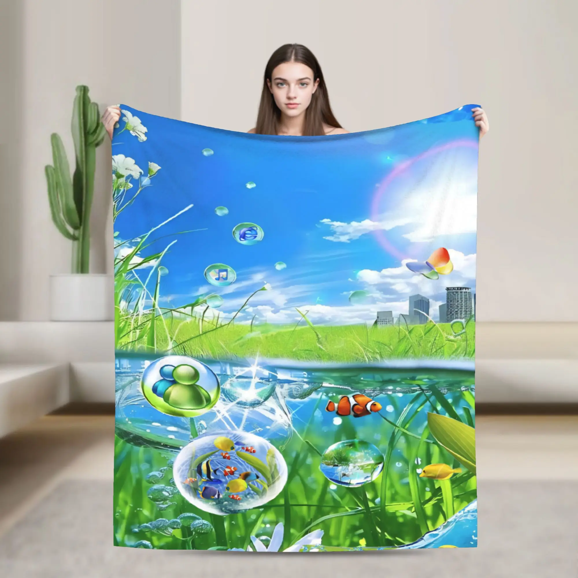 Frutiger Aero Accessories Blanket Soft Fleece  Throw Blanket Relax Quilt
