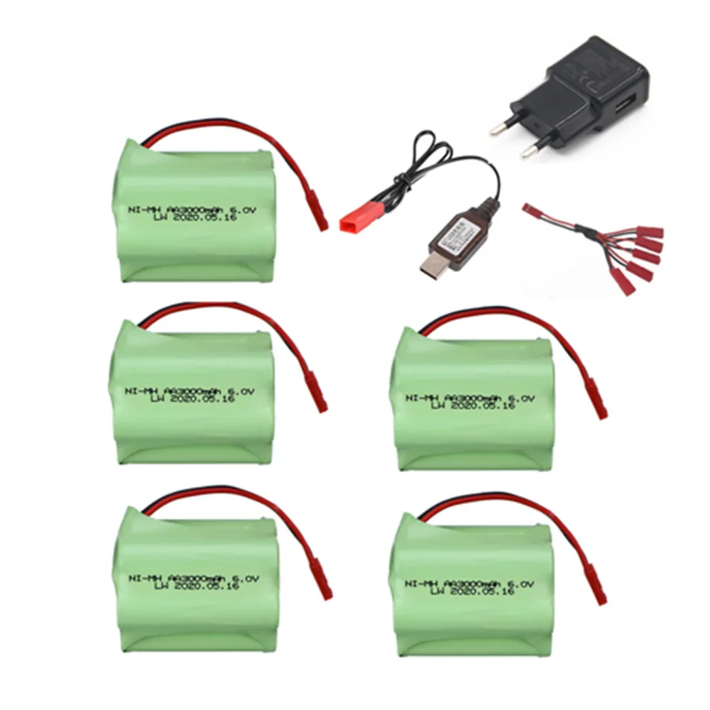 6V 3000mah NiMH Battery For Rc toys Cars Tanks Trucks Robots Boats Guns Spare Parts 6V NI-MH Battery Charger Set Jst Plug