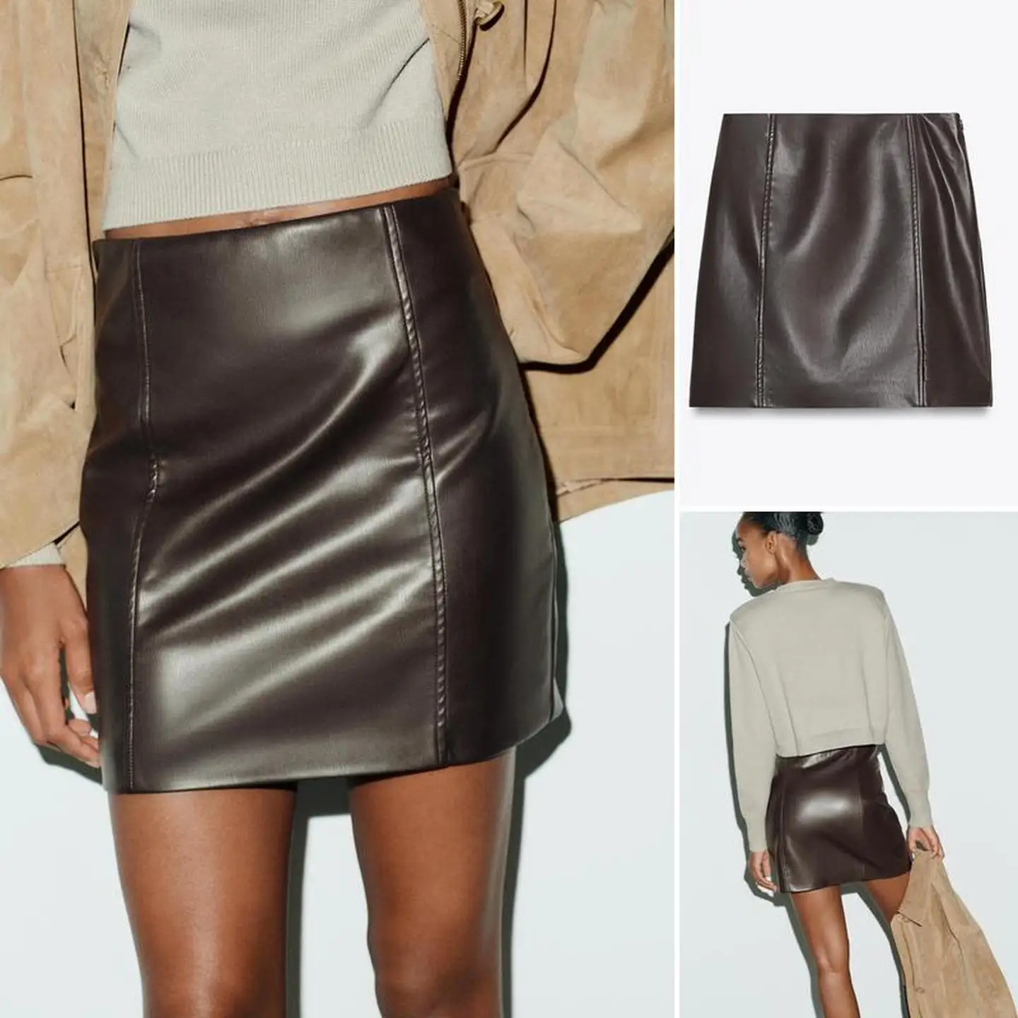 تنورة عالية الخصر بقصة ضيقة من الجانب S مستقيمة الساق وسحاب للإغلاق للتنقل غير رسمي Ci Sle للنساء Faion لخريف 2025