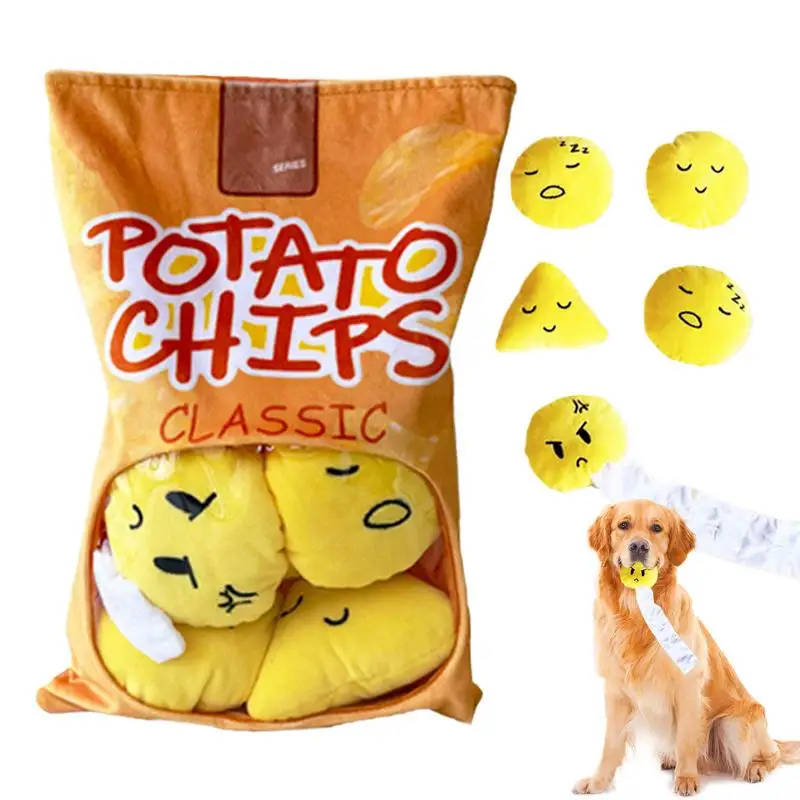 Large Dog Snuffle Toy Food Treat Sniff Potato Chips Pack Large Medium Dogs Digging Sounding Toy Natural Foraging Skills Brain