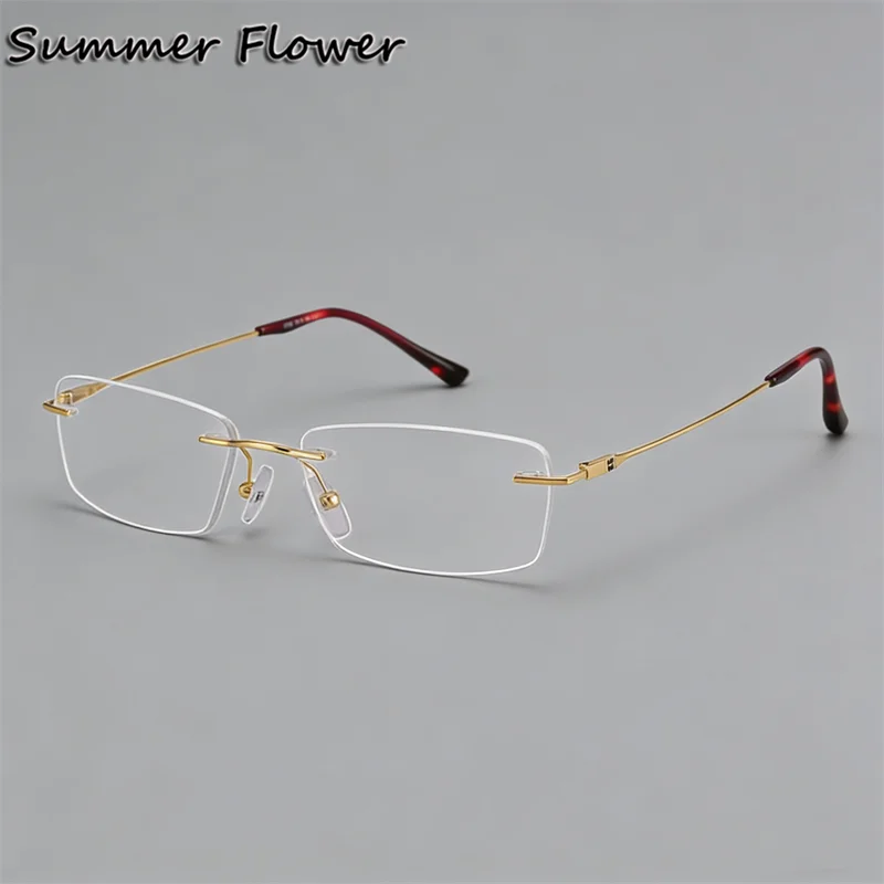 

Woman Prescription Eyeglasses Pure Titanium Rimless Glasses Women Spectacle Frames Optical Ultra Light Frame for Miopia
