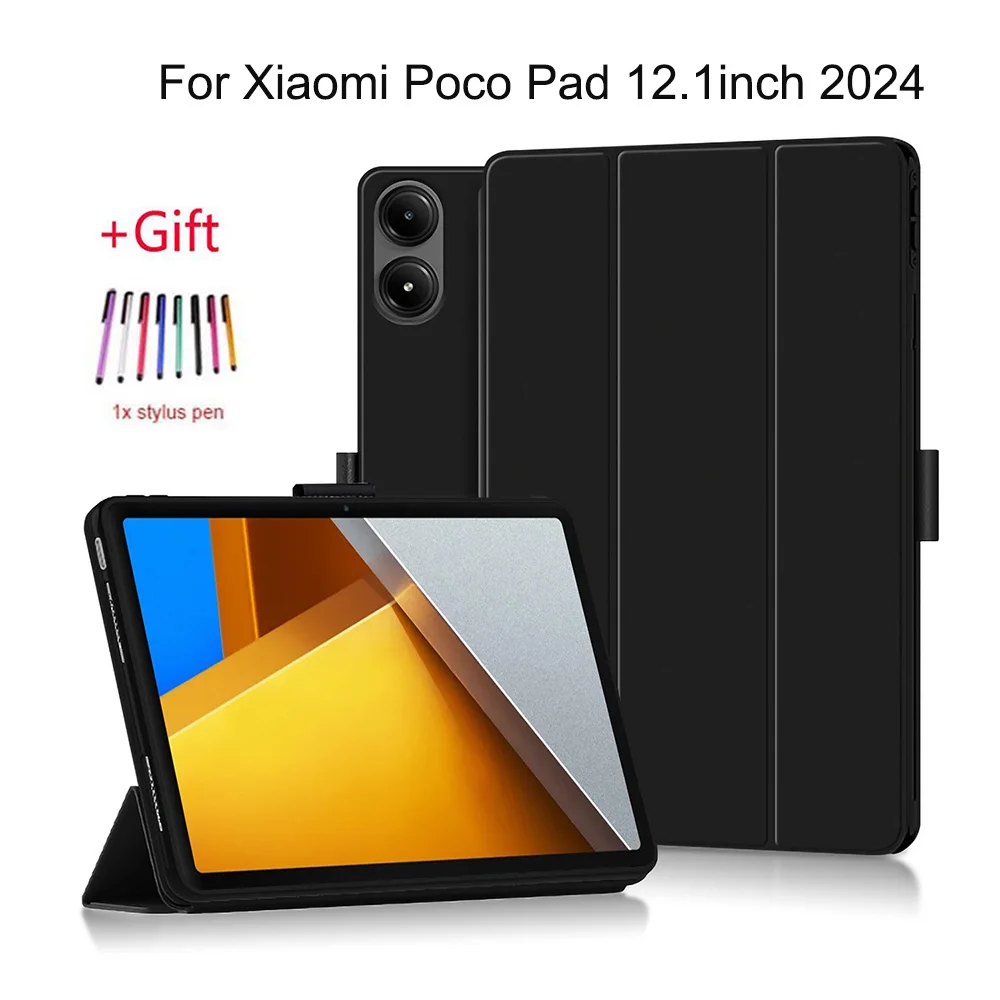 

For Xiaomi Redmi Pad Pro 2024 Case Tri-Folding Stand Case Funda for Xiaomi Poco Pad Red Mi Pad Pro Tablet with Auto Sleep Cover