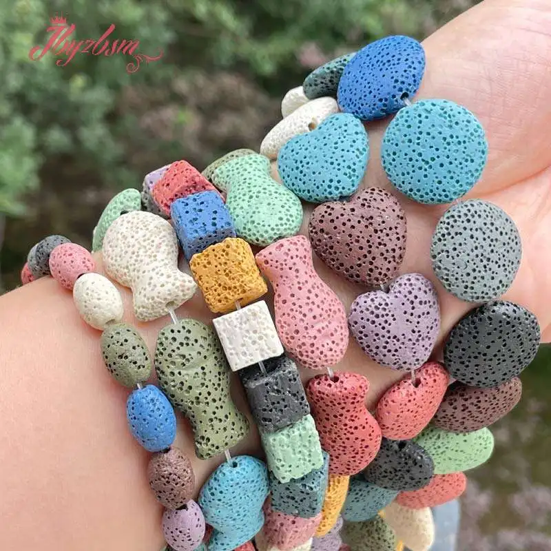 Natural Multicolor Lava Rock Bead Stone Beads For DIY Necklace Bracelats Earring Fashion Jewelry Making Loose 15\