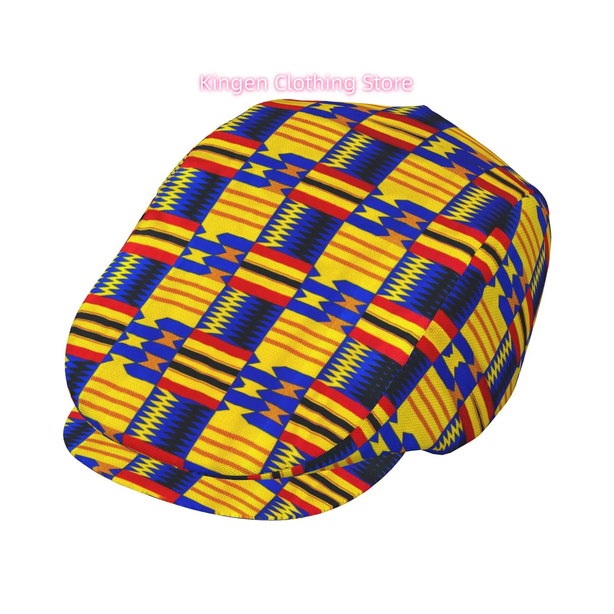 Kente African Print Men And Women Adjustable Flat Cap Newsboy Beret Ivy Cap Irish Cabbie Fishing Hats Forward Caps Gatsby Caps