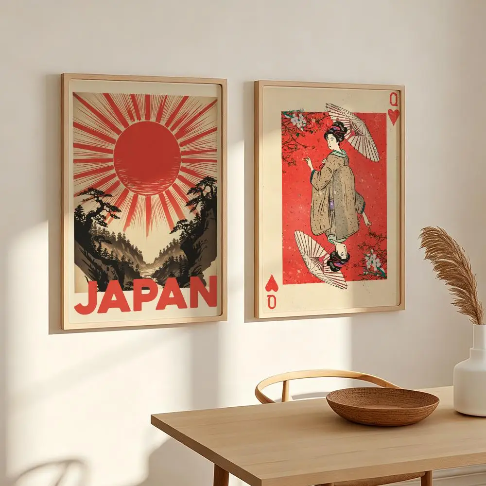 Ukiyo Illustrations Painting Calligraphy Gallery-Quality Canvas Art Poster Chic Neutral Wall Painting for Home Decor