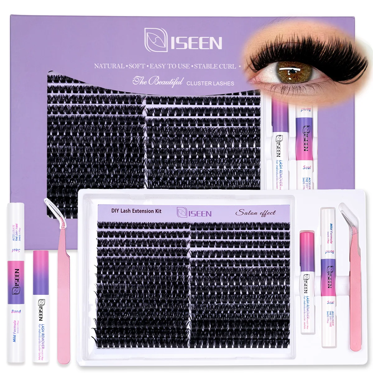 Eyelash Clusters Kit Large Capacity Wispy Lashes