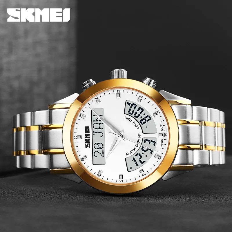 SKMEI Muslim Azan Clock Watch for Prayer with Qibla Compass Adhan Alarm Hijri Calendar Islamic Al Harameen Fajr Time Wristwatch