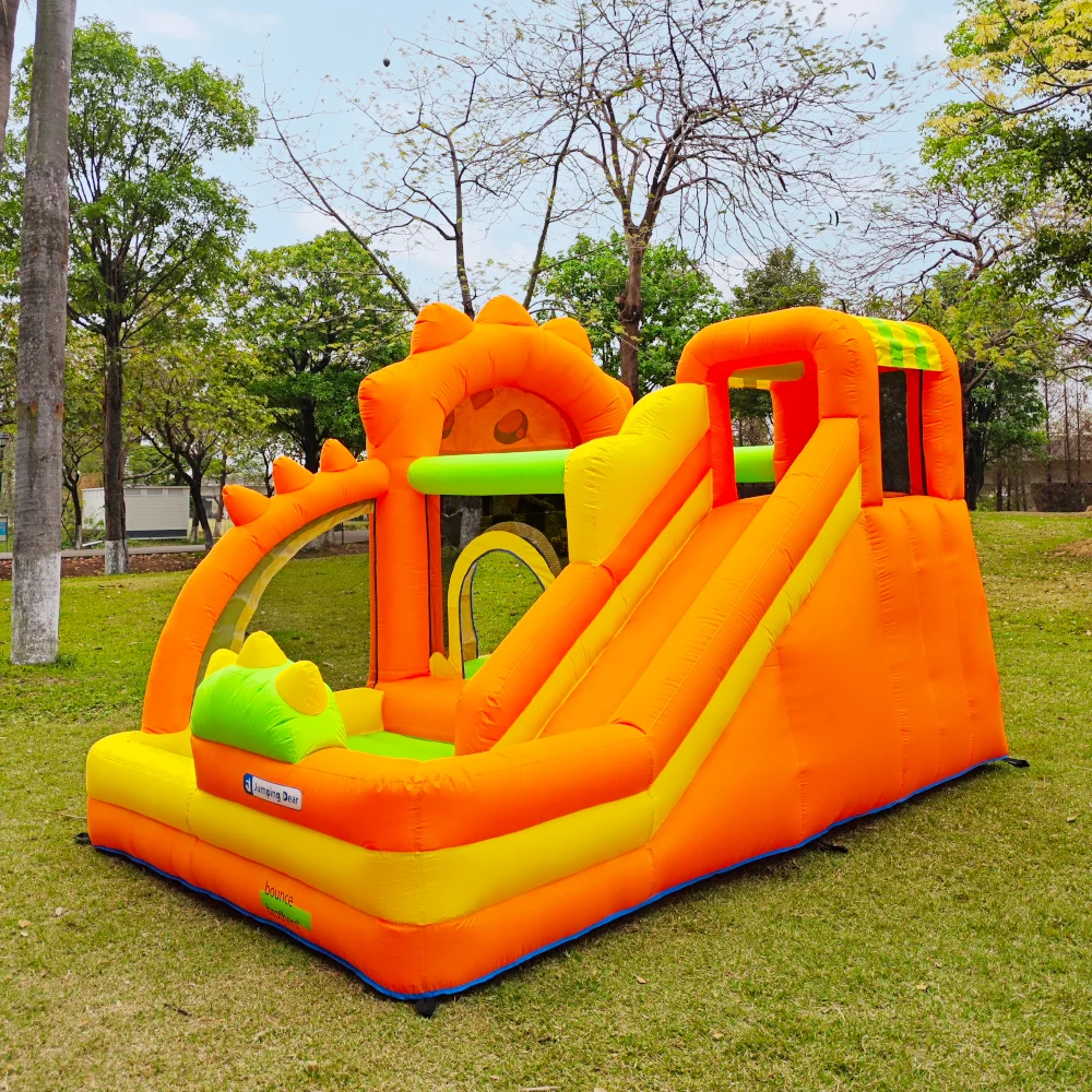 Small Orange Lion Inflatable Castle Eco-Friendly PVC Material Easy Indoor Storage Safe Height Kids Bouncer Combo for Home Use
