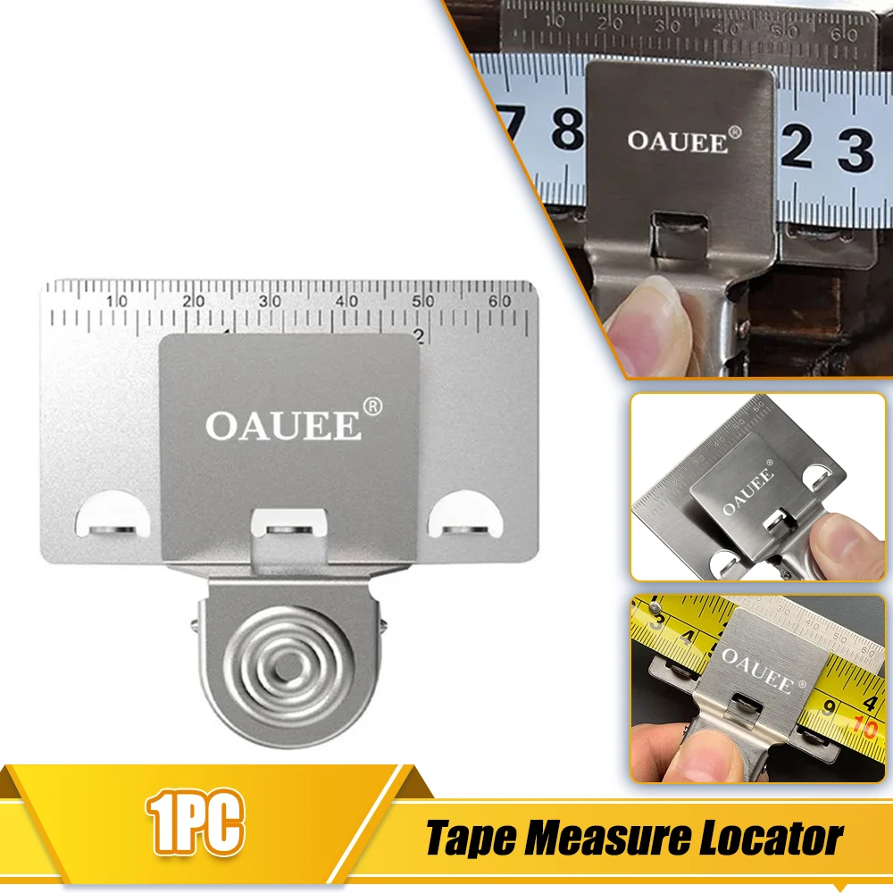 1Pc Silver Mini Tape Measure Clip Locator Stainless Steel Woodworking Measurement Precise Positioning Clip Tool Measuring Tool