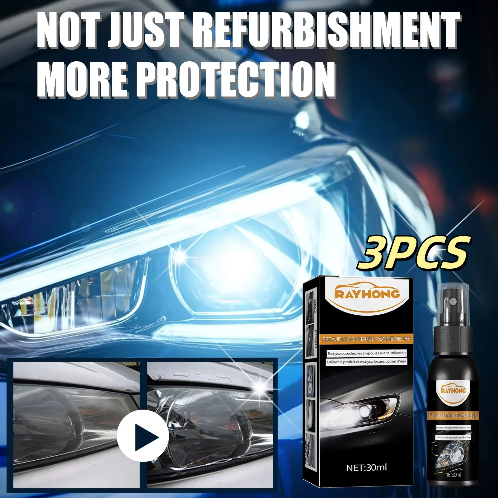 

2PCS Car Headlight Restoration Polishing Kits Headlamp Scratch Remover Repair Cleaning Paste Remove Oxidation Headlight Polish