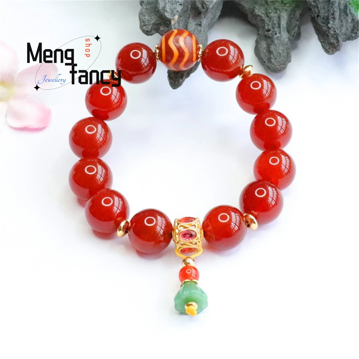 Natural Red Agate Chalcedony Lotus Seed Bead Tassel Bracelet Simple Generous Personality Versatile Fashion Woman Luxury Jewelry