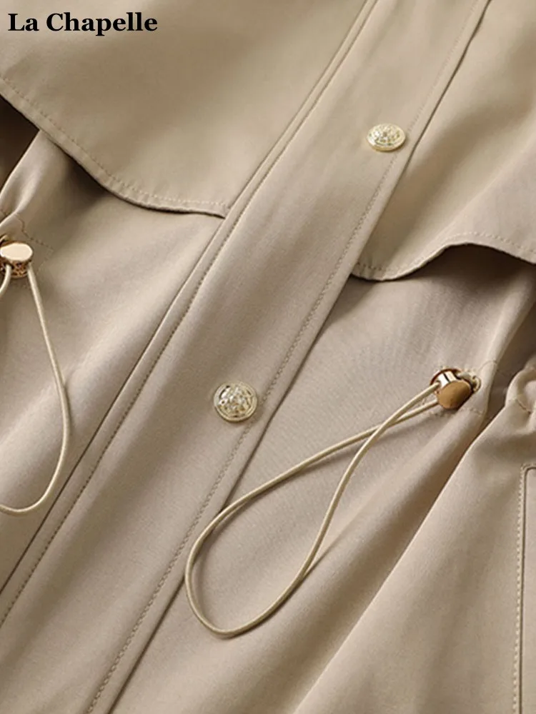 

Тренч, короткая ветровка, женское корейское пальто 2025 года, укороченный воротник на шнуровке, с широкими плечами, осеннее пальто для поездок на работу, на каждый день с надрезом