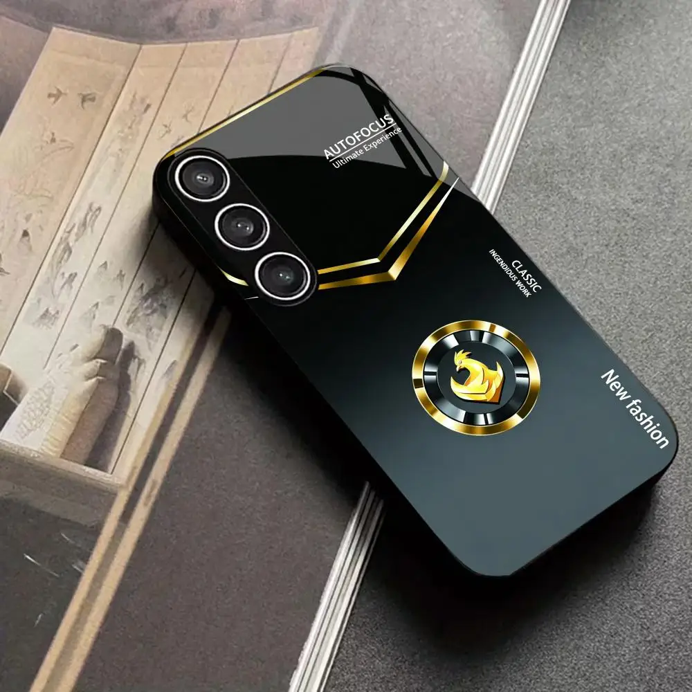 Luxurious Black glass phone case For Samsung Galaxy S26 S25 S24 Ultra S23 S22 FE Plus 5G Anti-drop protective case 2D TPU shell