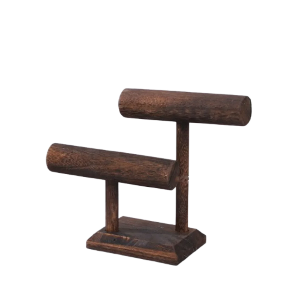 

Desk Organizer Jewelry Display Stand Multi-purpose 2 Tier Bracelet Storage Rack Natural Wood Simple Tier Jewelry Stand