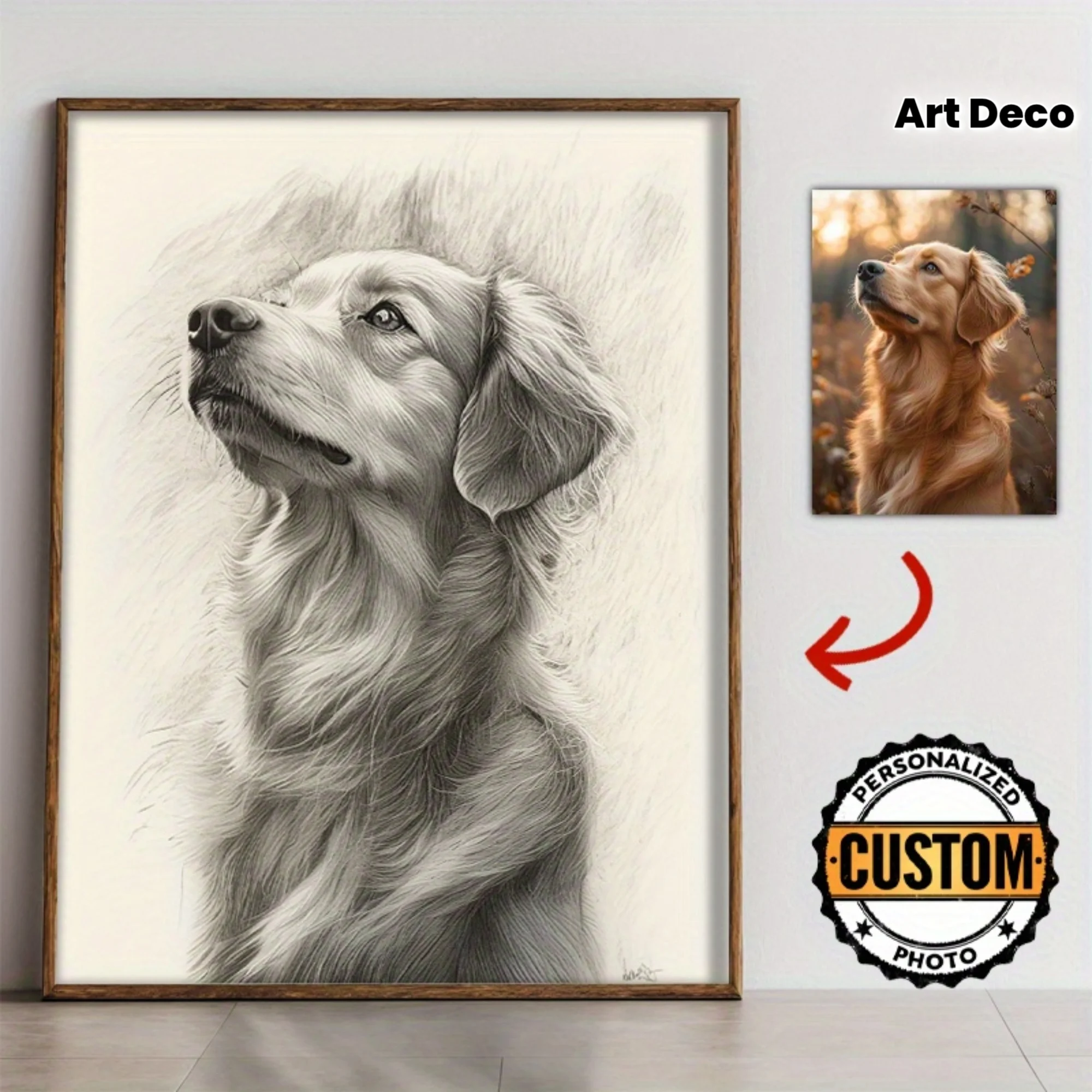 تخصيص أبيض وأسود قلم رصاص رسم نمط كلب قماش طباعة صور الزفاف الأسرة الحيوانات الأليفة جدار الفن الملصقات للديكور المنزل