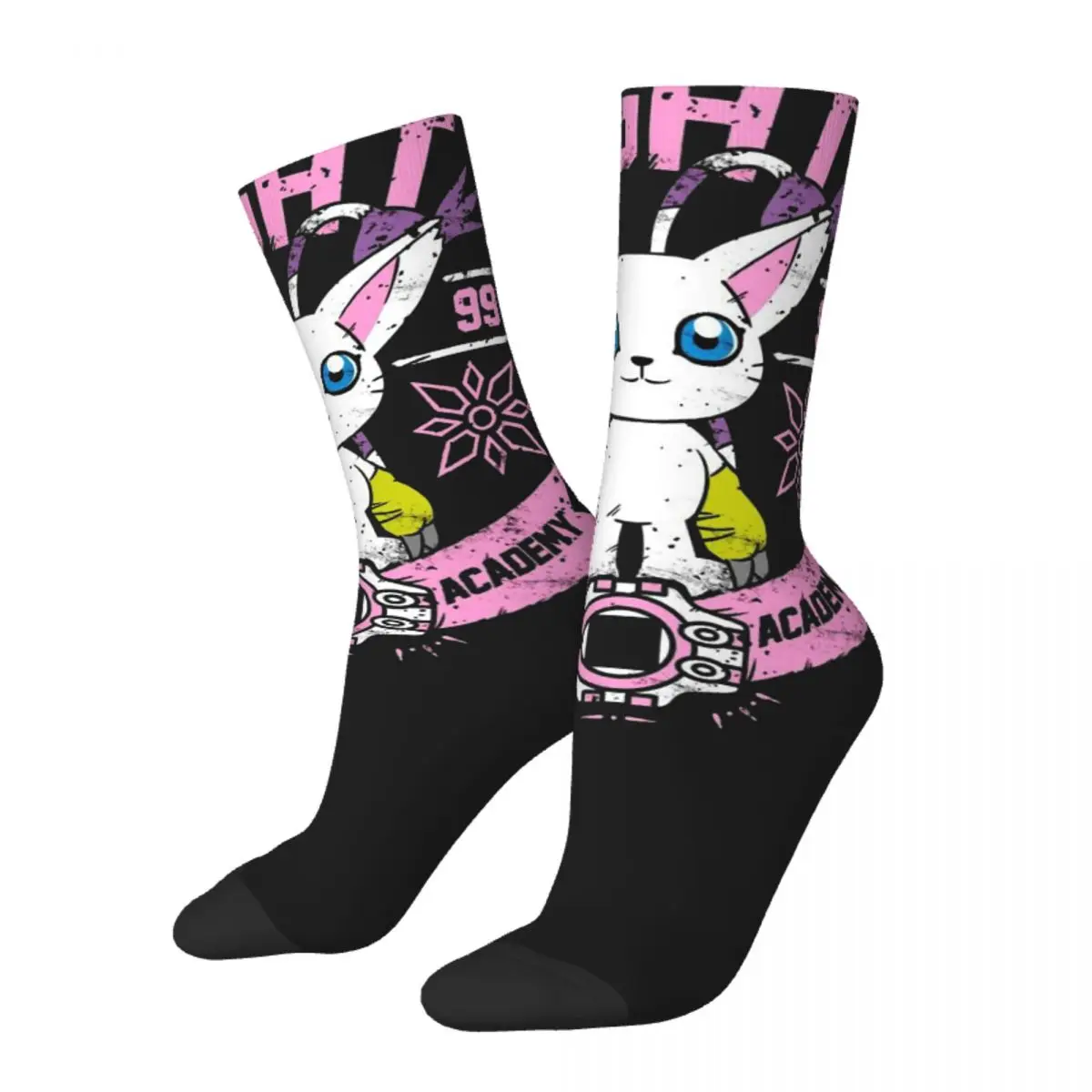 Funny Crazy Sock for Men Light Academy Hip Hop Vintage Digimon Adventure Digital Monster Anime Pattern Printed Sock