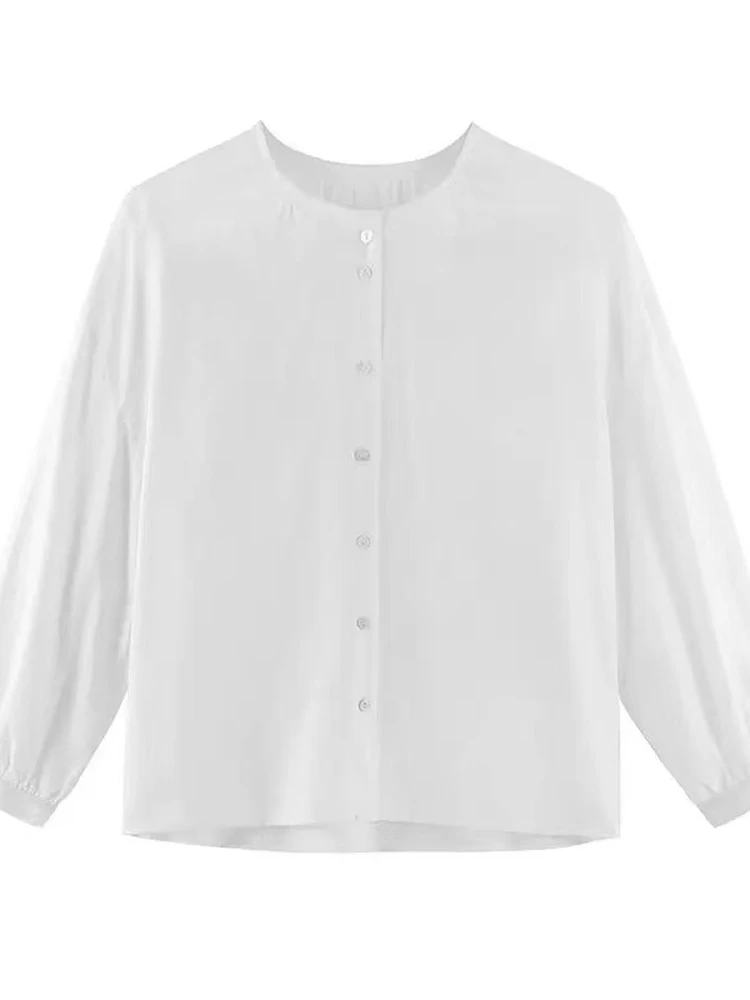 pure-color-long-sleeve-linen-top-women's-loose-spring-summer-sweet-home-clothes-cotton-linen-fabric-casual-round-neck-short-s