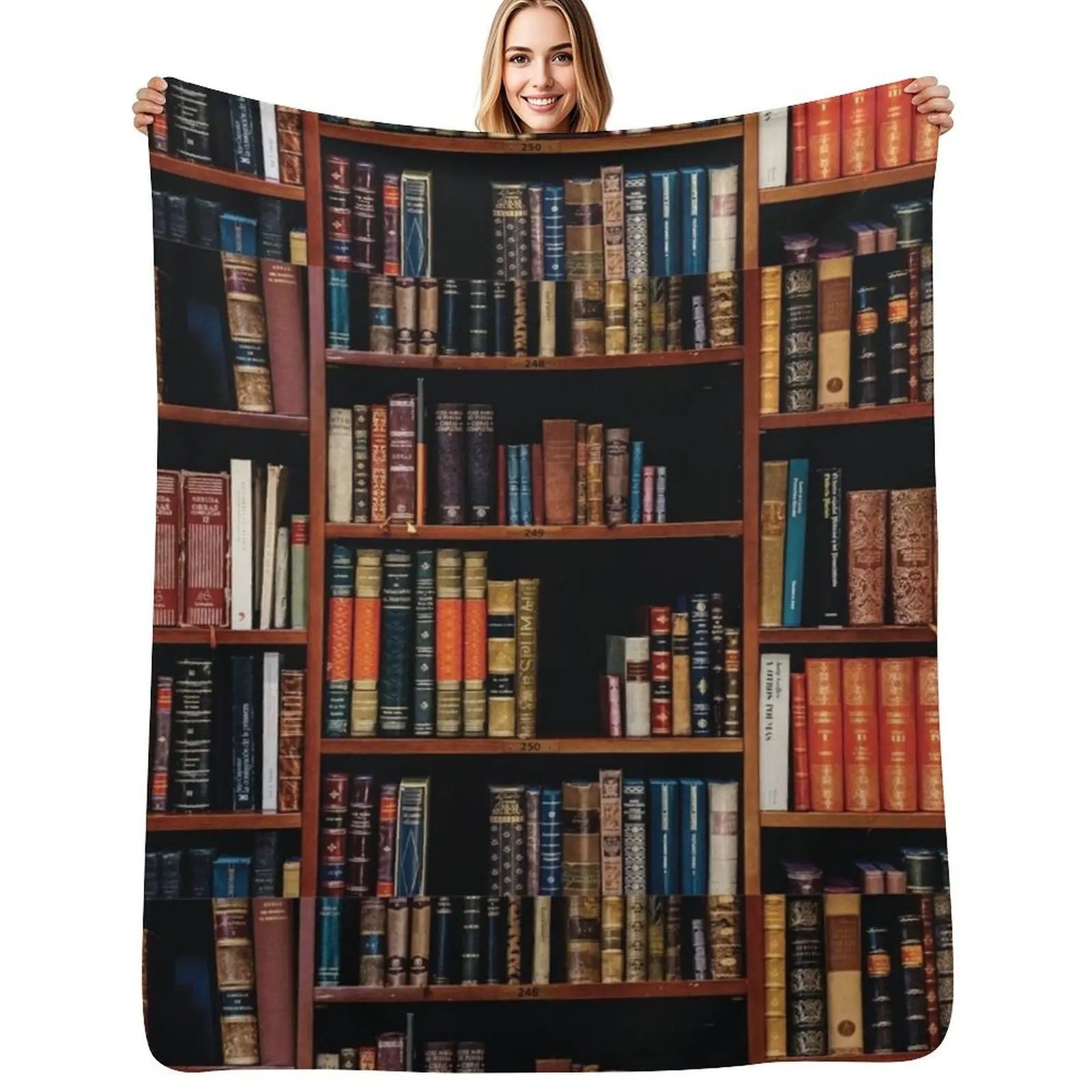 

Full bookshelf, book and reading lovers Throw Blanket Multi-Purpose halloween Softest Decorative Sofa Blankets