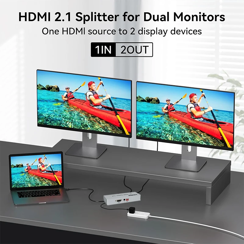 8K 60 هرتز HDMI الفاصل 1 في 2 خارج HDMI2.1 مقسم الفيديو 1x2 1x4 شاشة مكررة 4K 120 هرتز موزع الفيديو دعم CEC EDID HDR