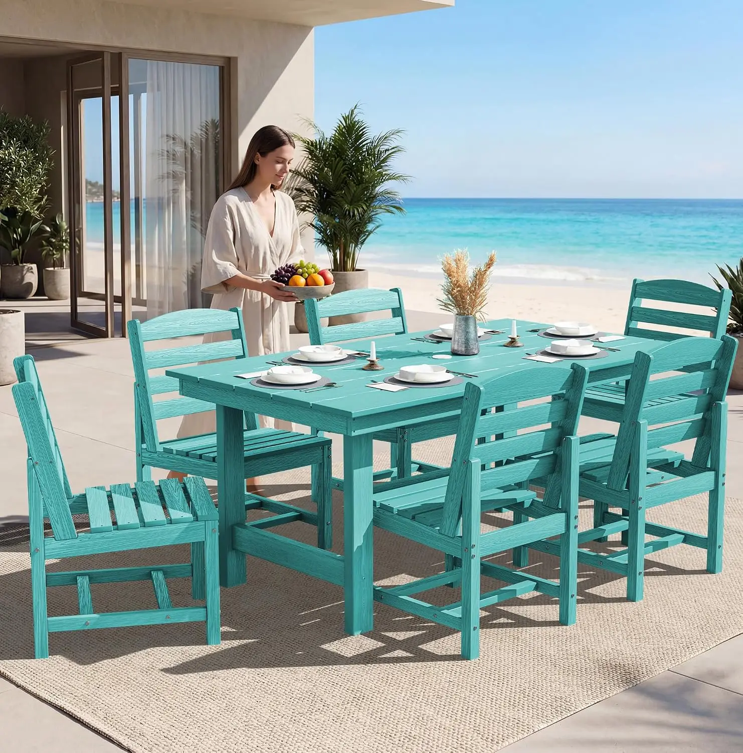 All Weather Armless Outdoor Dining Chair 2-Pack, 330lb Capacity, 24.6
