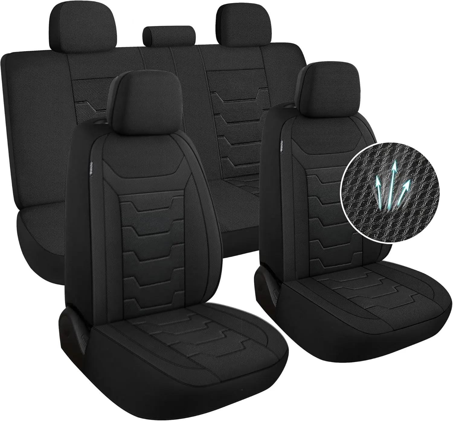 

3D Air-Mesh Car Seat Covers Full Set, Breathable and Split Bench Compatible Seat Covers for Cars, Universal Car Interior Covers