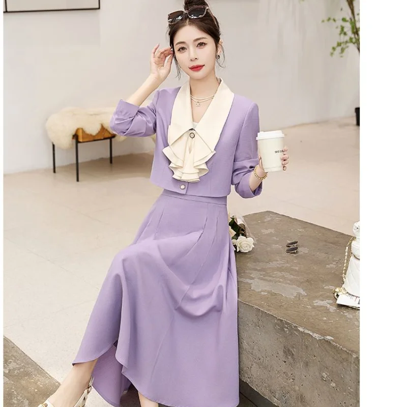 Xiaoxiangfeng Suit Set 2023 primavera autunno moda coreana eleganti giacche corte mezza gonna a vita alta Set di due pezzi per le donne