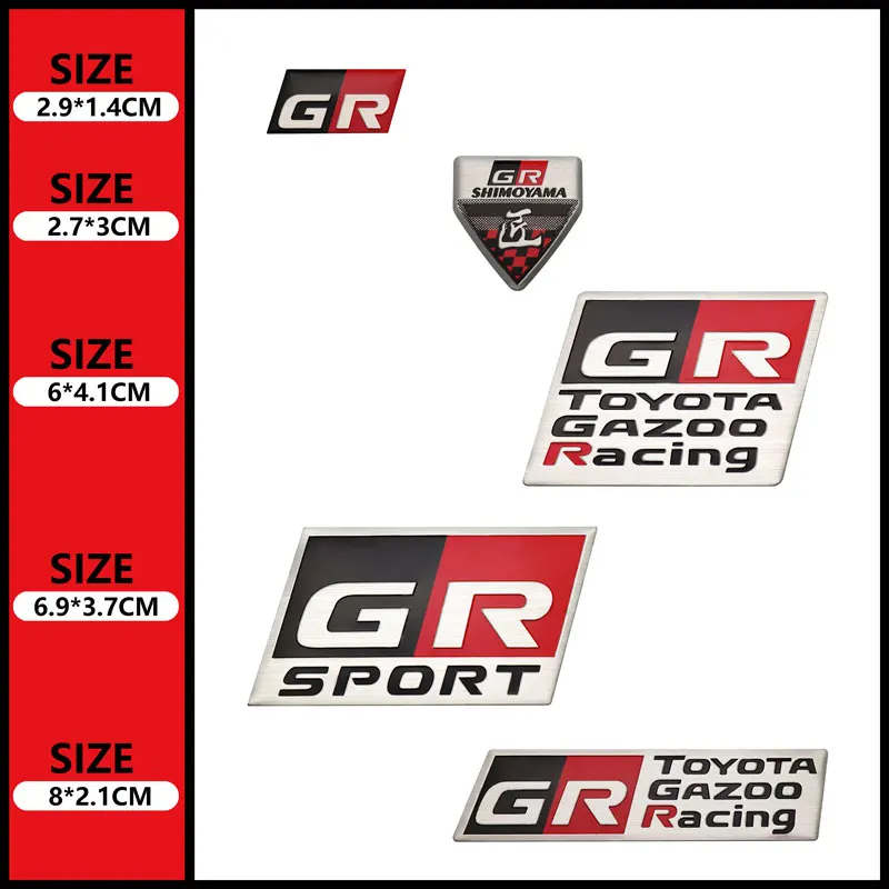 Vehicle Logo Aluminium Car Sticker GR GAZOO Racing Badge Car Interior For Toyota Yaris Auris Prius Supra Camry Reiz 86 Corolla