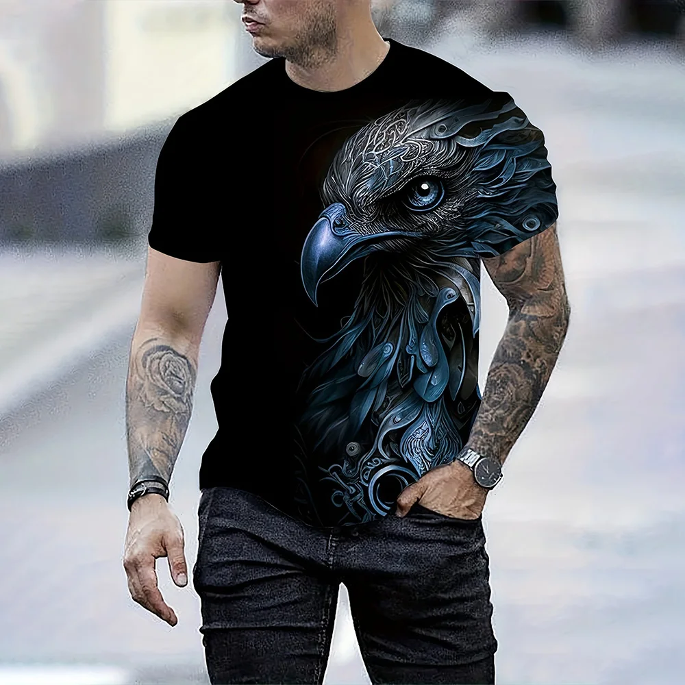 Fashion 3D Eagle Pattern Children's T-shirt - Summer Casual Quick-Drying Breathable Men's T-shirt - Suitable for Outdoor Travel