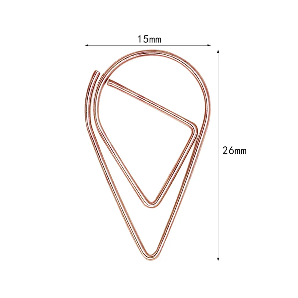 

50pcs Bookmarker Paper Clips Water Drop Shape Gold Silver Black Metal Clip For Notes Photos Office School Supplies Creative