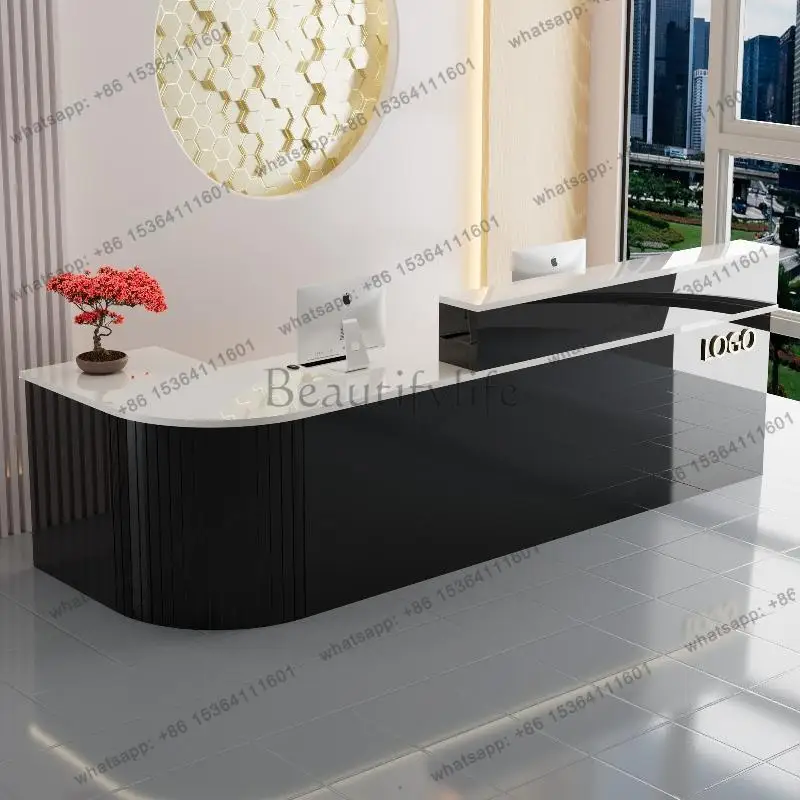 

Long Design Reception Desks Organizers Company Modern Shop Beauty Hotel Reception Desks Luxury Mostrador Commercial Furniture