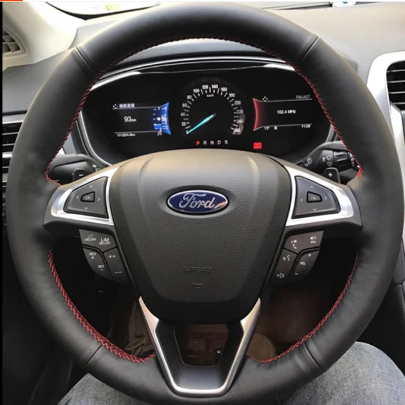 Microfiber Leather Car Steering Wheel Cover for Ford Fusion Mondeo 2013 2014 EDGE 2015 2016 Hand Stitched Protector Wrap Cover