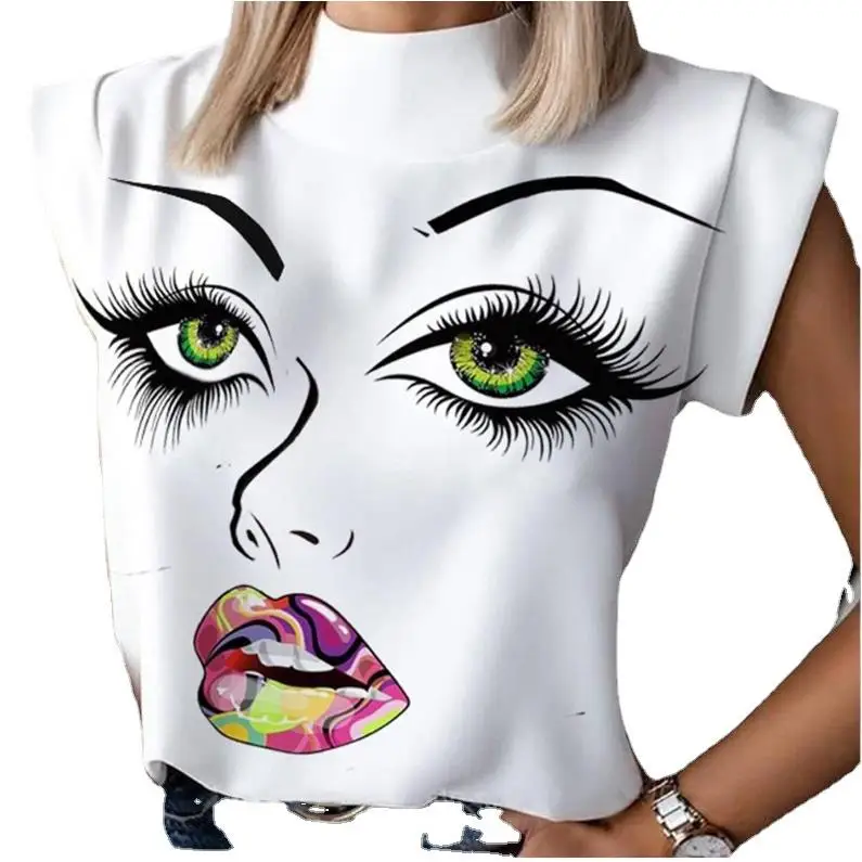 Damen-Pullover mit Stehkragen und gemustertem Irt-Pullover, geradem Schlauch, Polyester, ort Sve Faion, Frühlings-Freizeitoberteil ohne Marken