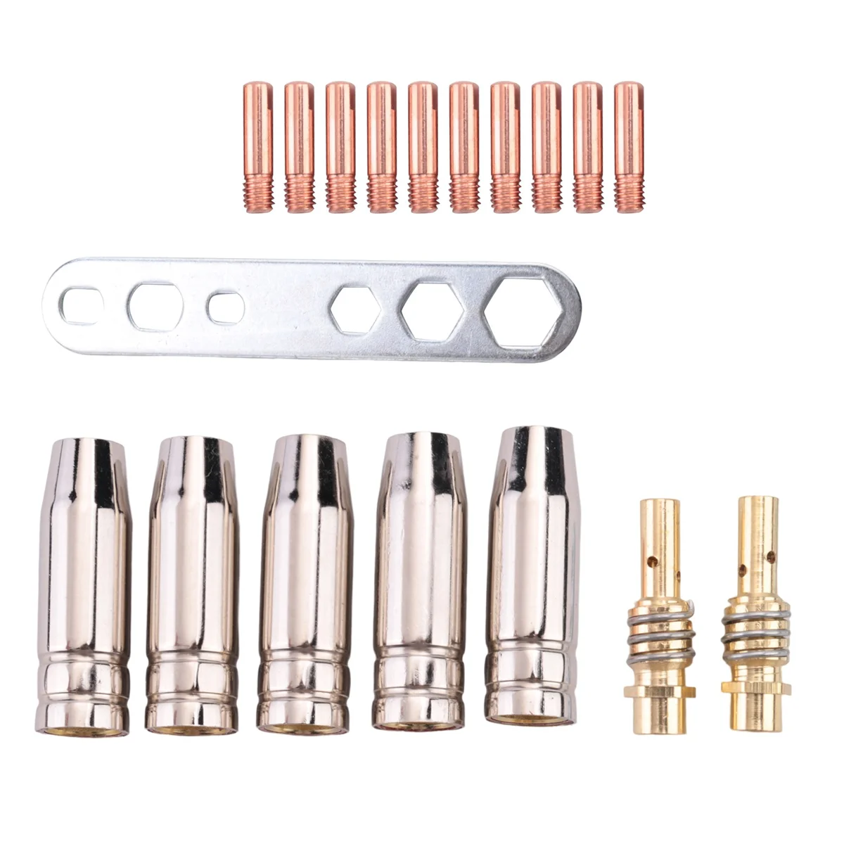 18Pcs Welding Torch Kit Contact Tip 0.8mm M6 & Tips Holder Difuser & Shield Cup for Mb15 15Ak Mig Welding Torch