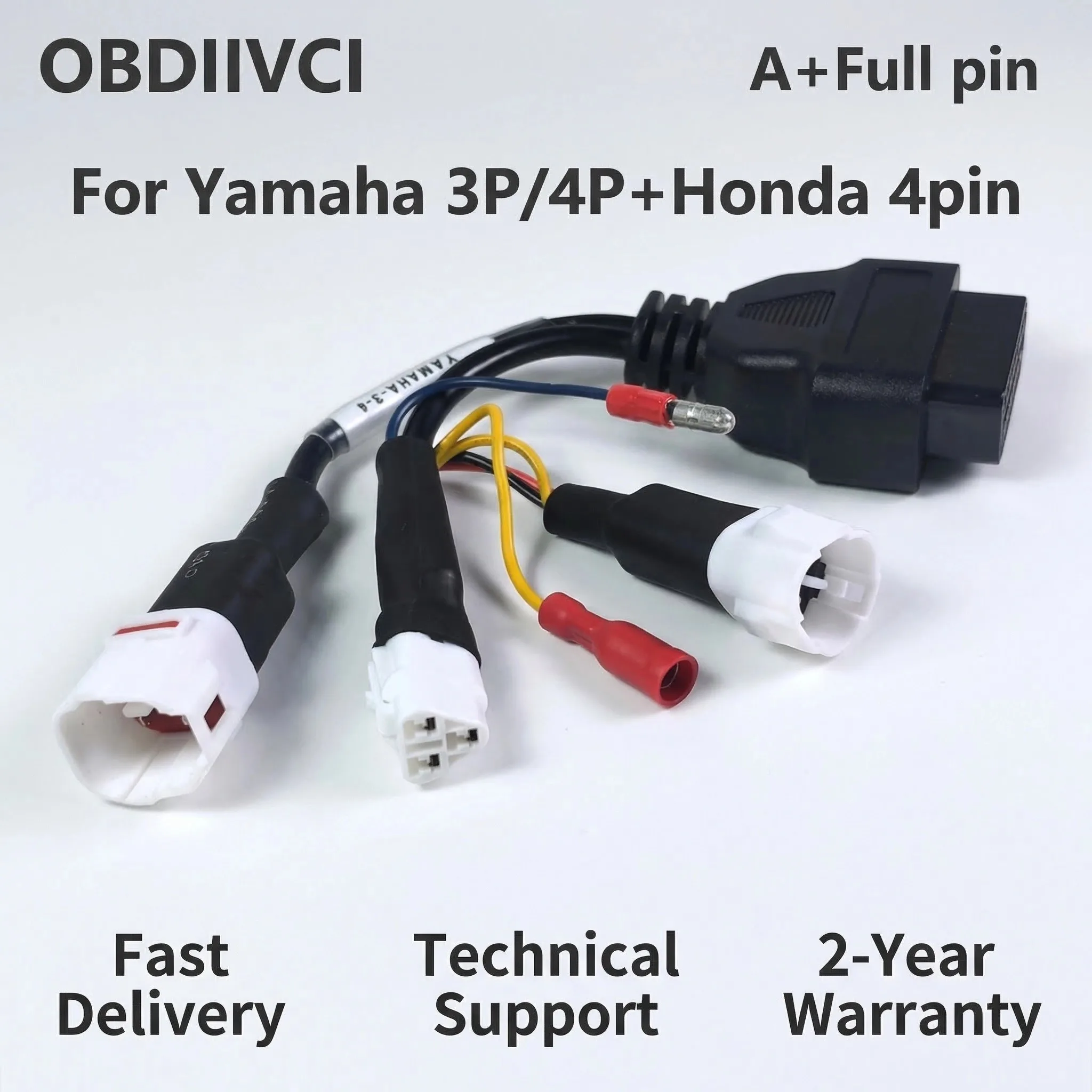

Кабель-разъем OBD2 для мотоциклов Yamaha (3-контактный + 4-контактный) и Honda (4-контактный)
