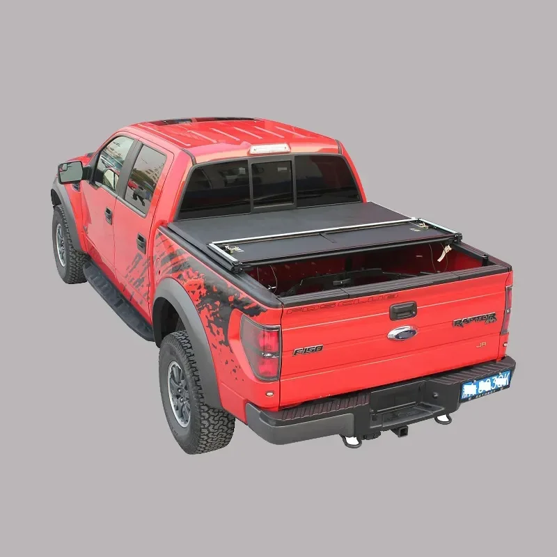 Upgraded Back Soft Tri-fold Truck Cargo Tonneau Cover On Top Compatible 2009-2014 Ford F150 F-150 with 5.5ft Bed